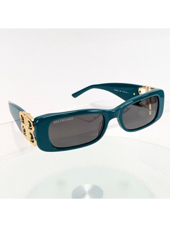 Balenciaga BB0096S 006 Sunglasses Womens Green Gold Grey Rectangle Shape 51 mm main image 4